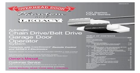 These pdf files are available to our customers to assist them in trouble shooting problems and programming remotes controls. . Legacy overhead door manual